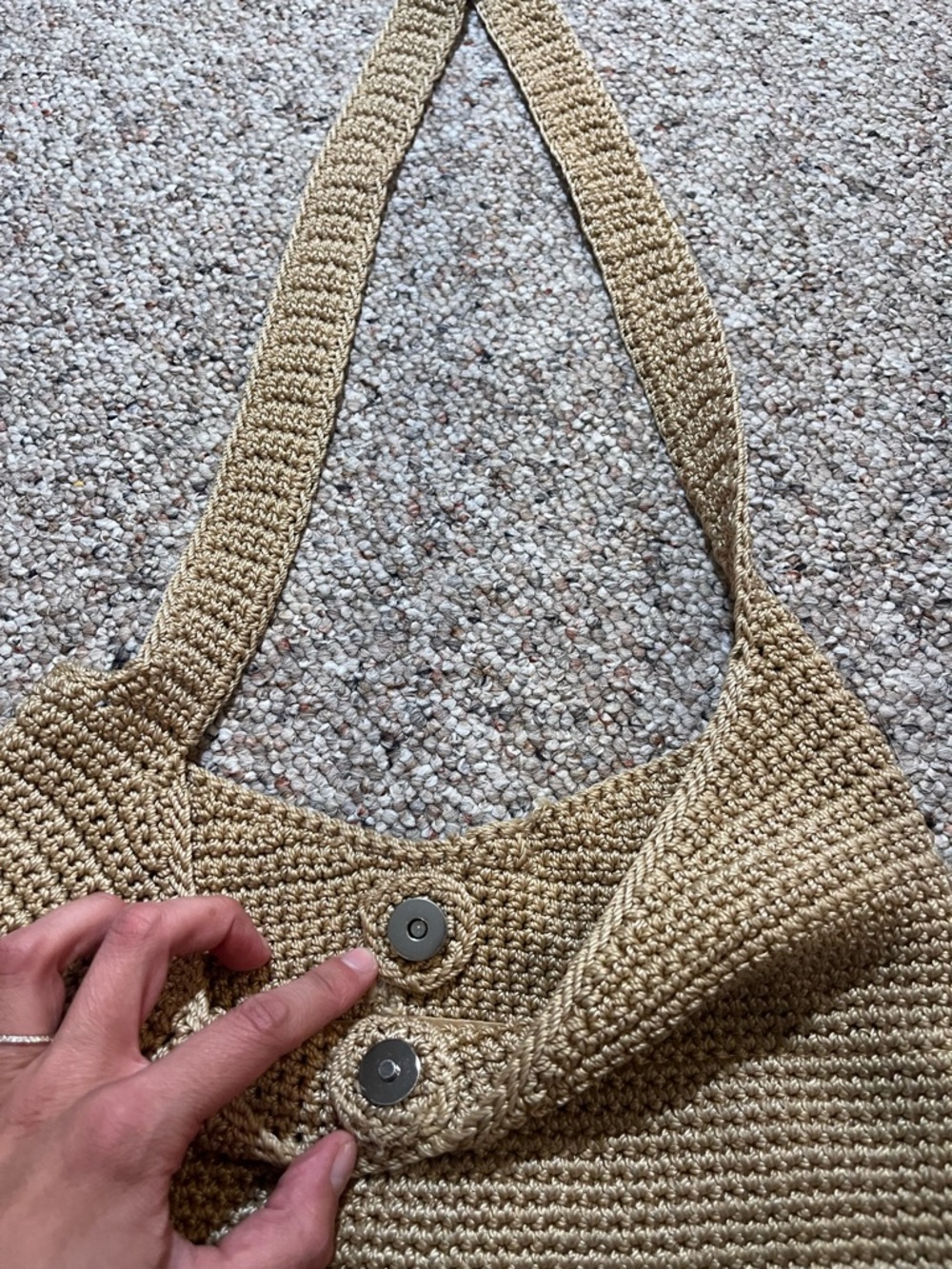 The Sak Large Beige Crochet Shoulder Crossbody Hobo Bag - Picture 5 of 10